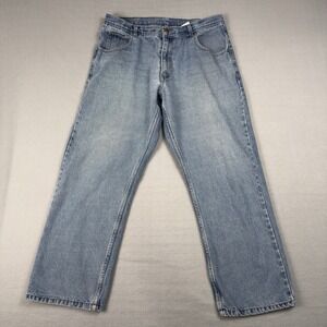 KEY Men's Jeans Straight Leg Blue Denim Pants Size 36x30 (35x28 Fit) Workwear